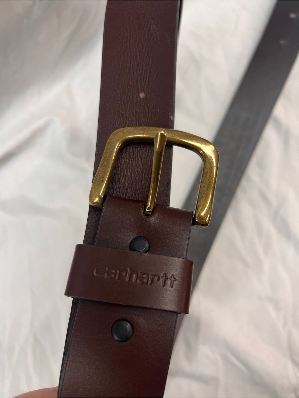 Carhartt Men’s Brown Leather Belt with Brass Buckle